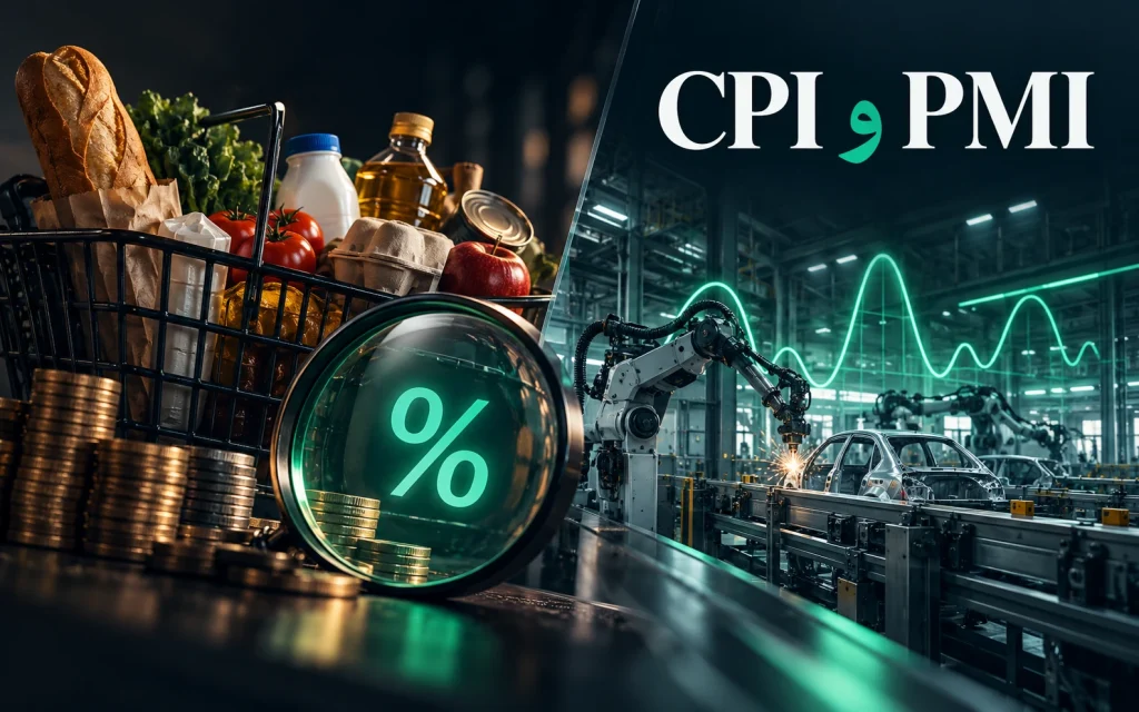 تأثیر CPI و PMI بر فارکس؛ تصویرسازی مفهومی اختصاصی موضوع