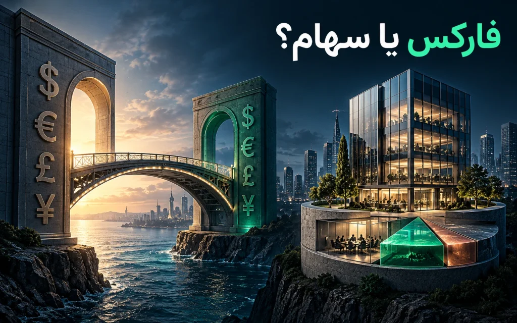 تفاوت‌های اصلی فارکس با بازار بورس؛ تصویرسازی مفهومی اختصاصی موضوع